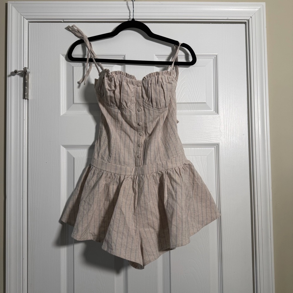 Dolls Kill Beige Striped Romper